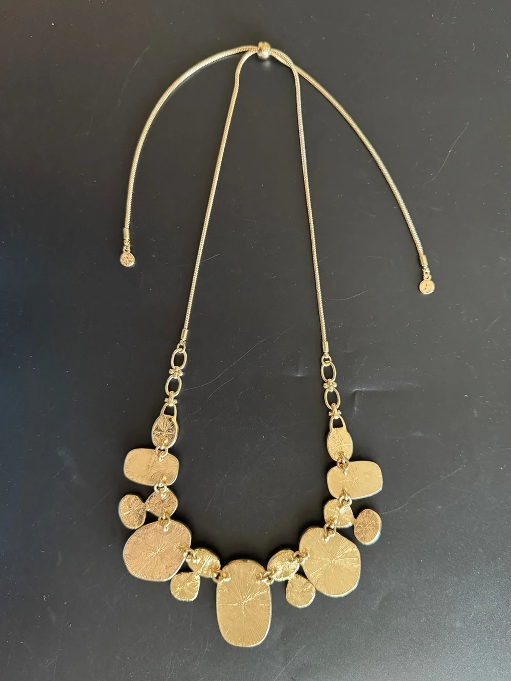 Gold-Tone Statement Adjustable Necklace‎ with Champagne Resin Stones